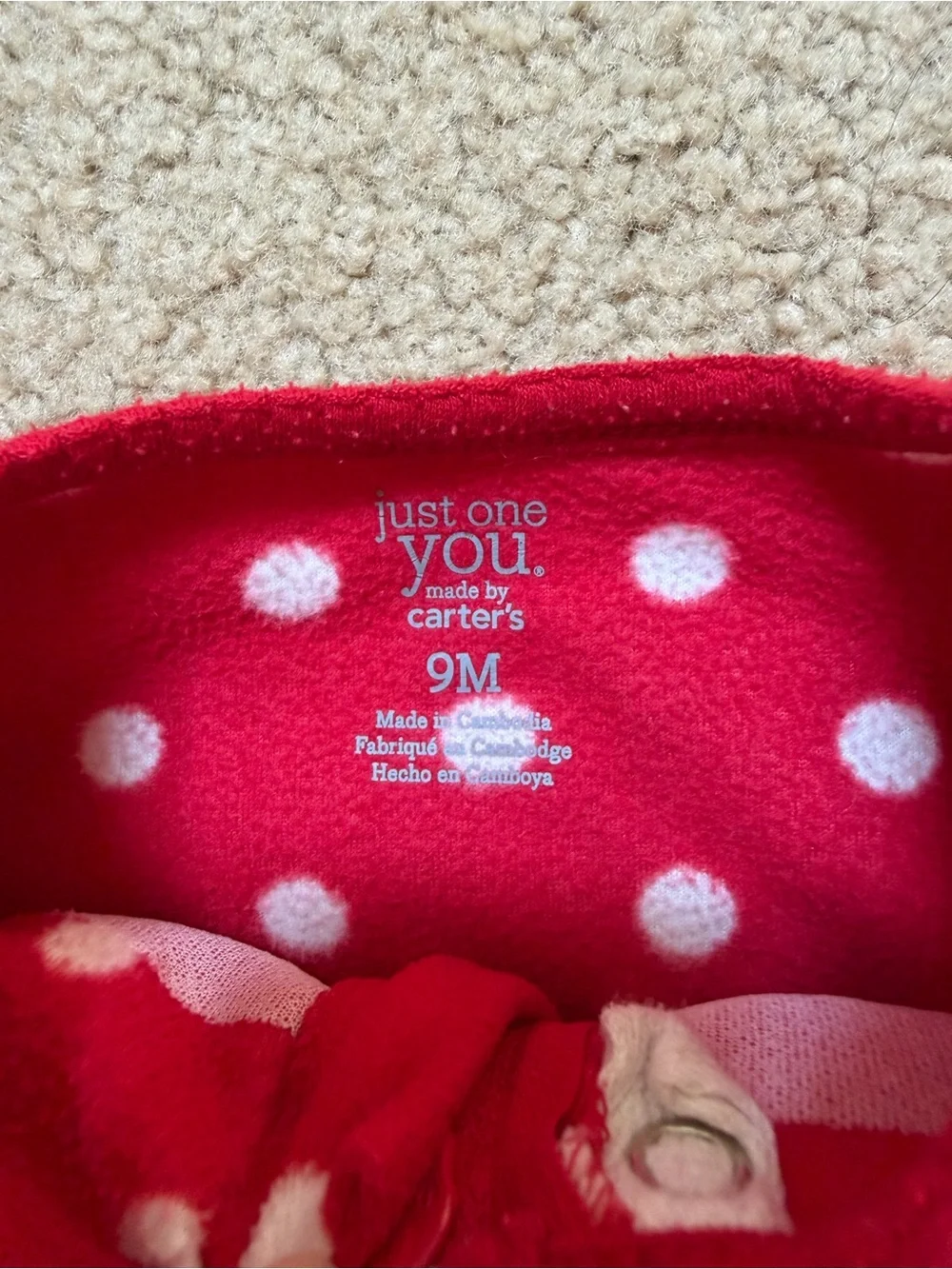 Carter’s Christmas Reindeer fleece footed Pajamas 9 month